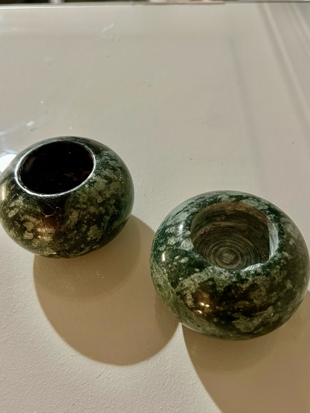 Green Marble Stone Tea Light Holders - Home Accents